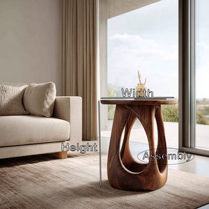 Organic Wooden Open Arch Side Table For Living Room