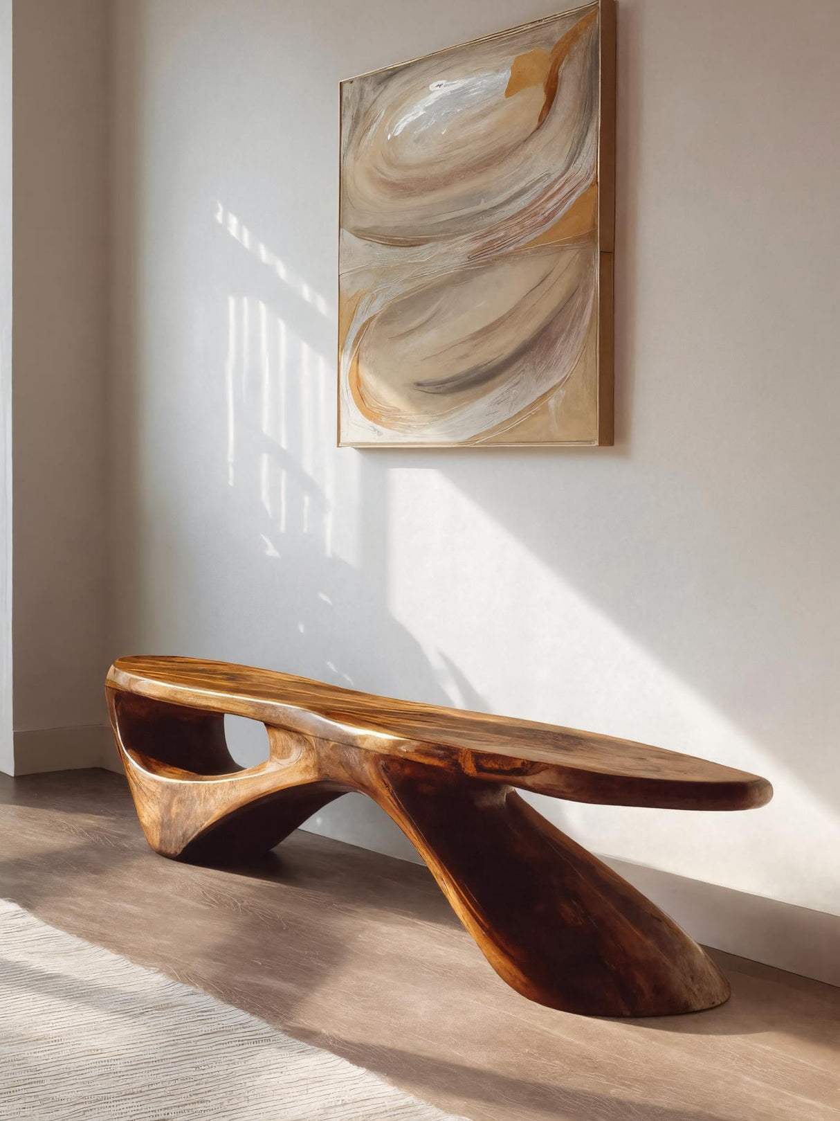 Sculptural Organic Bench For Entryway Or Living Room