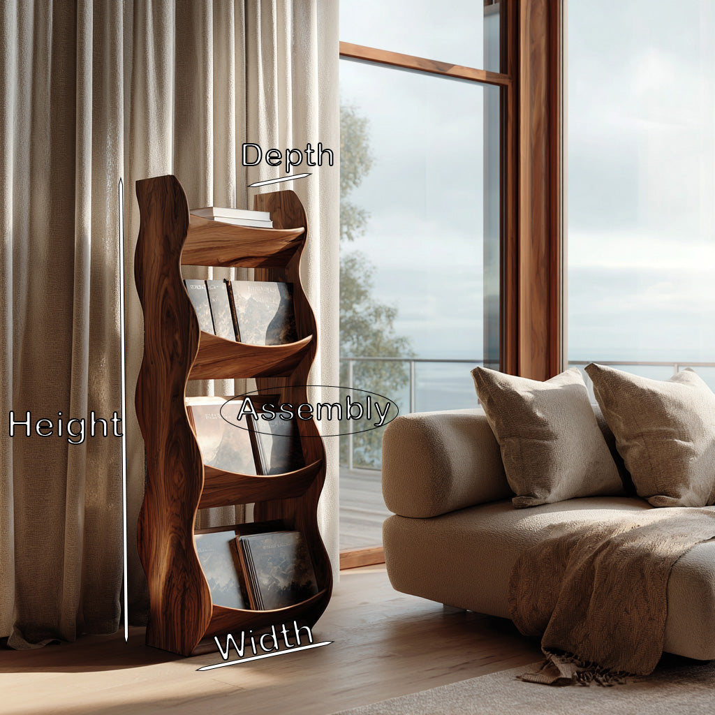 Modern Natural Wood Tall Magazine Rack For Living Storage
