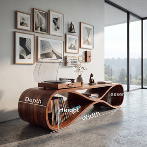 Contemporary Wooden Record Cabinet Curved Design For Living Room
