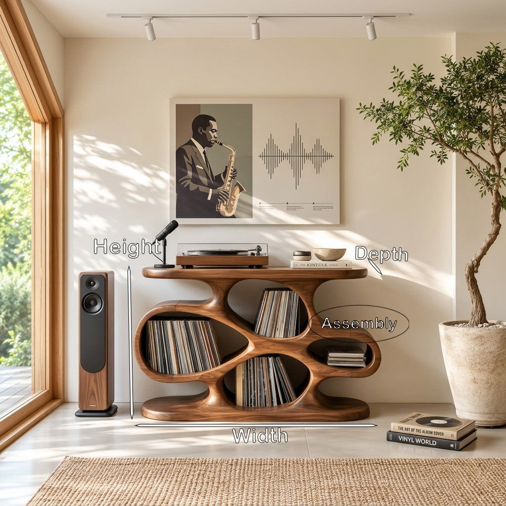 Contemporary Wooden Record Player Cabinet For Music Room
