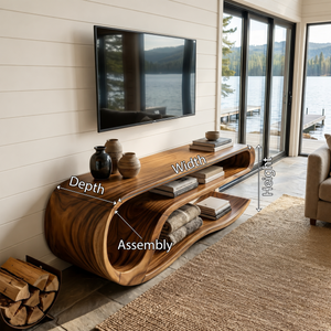 Organic Curved Media Console For Lake House Living Room