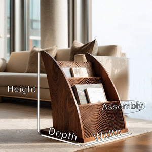 Contemporary Carved Wood Magazine Rack For Reading Corner