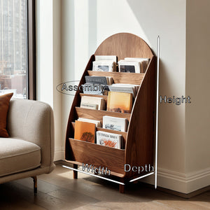 Contemporary Wooden Arched Magazine Rack With Tiers For Living Room