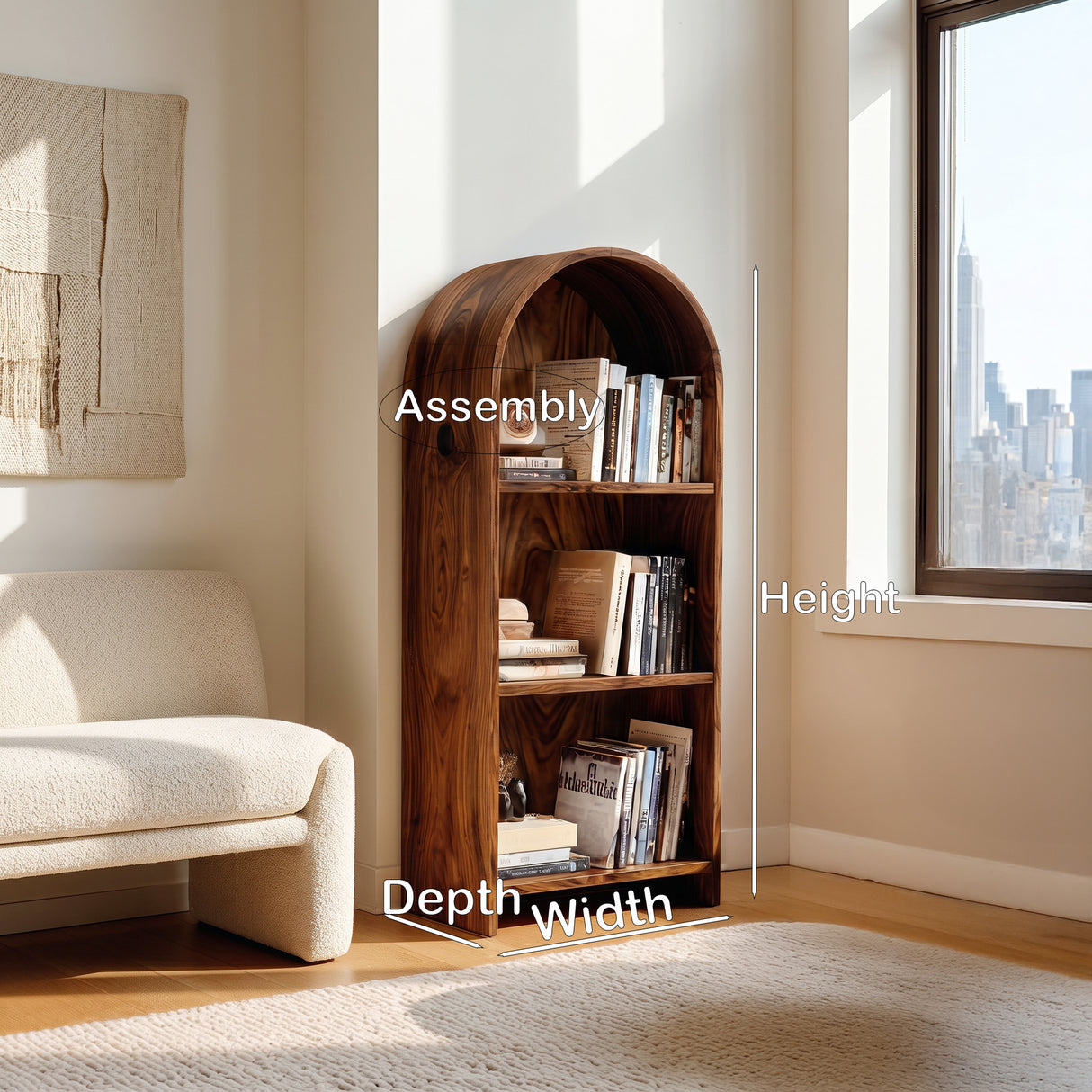Minimalist Wooden Magazine Rack With Arched Form For Living