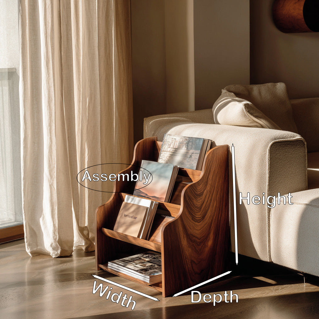 Organic Wooden Scalloped Magazine Rack For Living Room