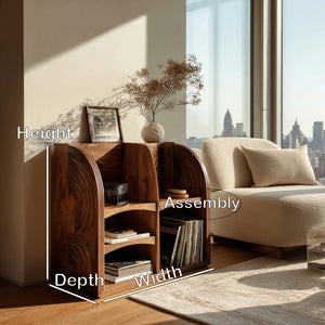 Modern Natural Wood Double-Arch Magazine Rack For Living Room