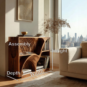 Modern Wooden Magazine Rack With Carved Compartments For Living Room