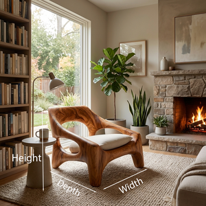 Contemporary Sculptural Wooden Chair For Outdoor Porch