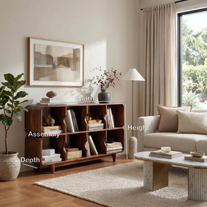 Mid Century Wood Rounded Edges Magazine Rack For Living Room