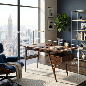 Mid Century Wooden Desk For Creative Studio Workspace