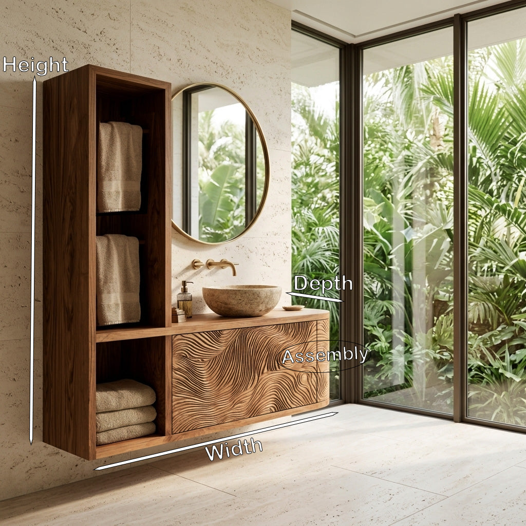 Organic Bathroom Vanity With L-shaped For Master Bathroom