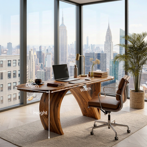 Contemporary Wooden Desk With Artistic Base For Home Workspace