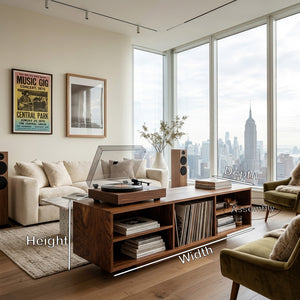 Contemporary Record Player Cabinet With Open Shelves For Living Room