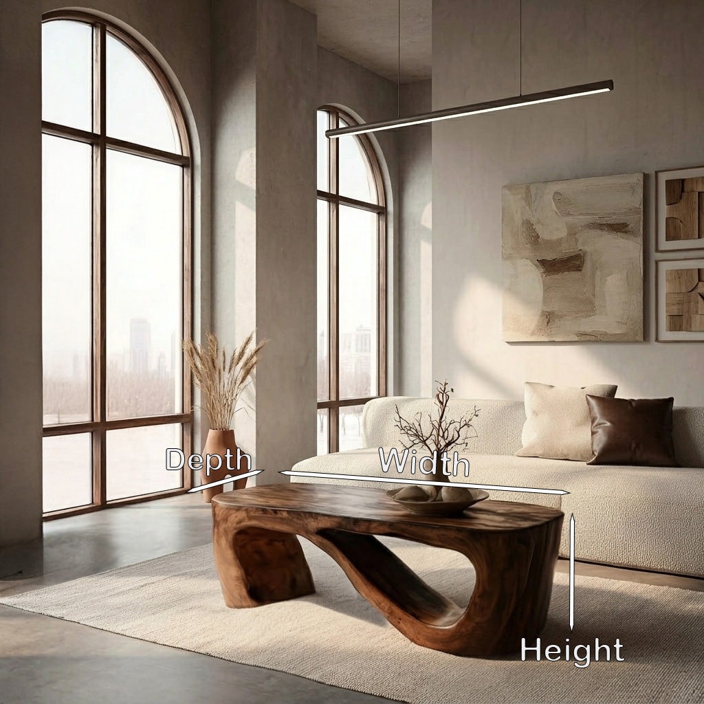 Minimalist Natural Wood Coffee Table With Sculptural Form For Living