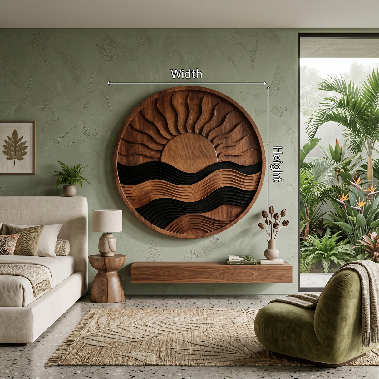 Mid Century Sunset Wave Wall Art For Interior