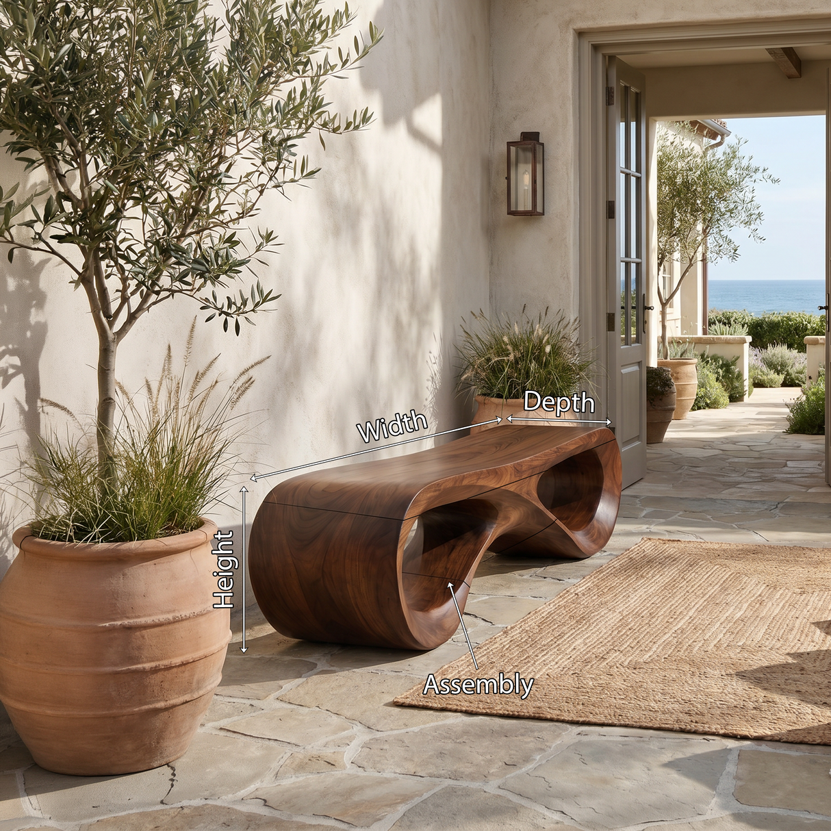 Modern Infinity Loop Bench For Living Room Interior
