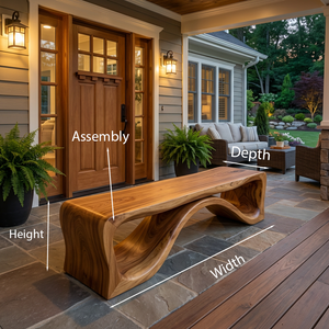 Luxury Wood Bench With Flowing Leg For Entryway