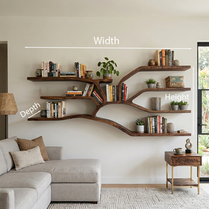 Handcrafted Sculptural Wooden Bookshelf For Living Room Decor