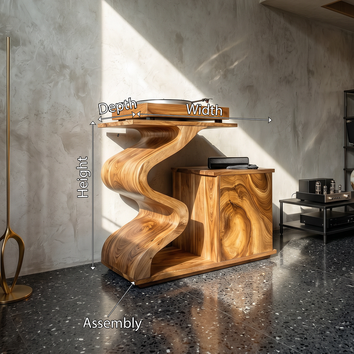 Modern Sculptural Turntable Stand Audio Lounge