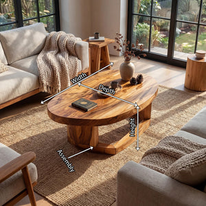 Mid Century Handcrafted Solid Wood Coffee Table For Furniture Decor
