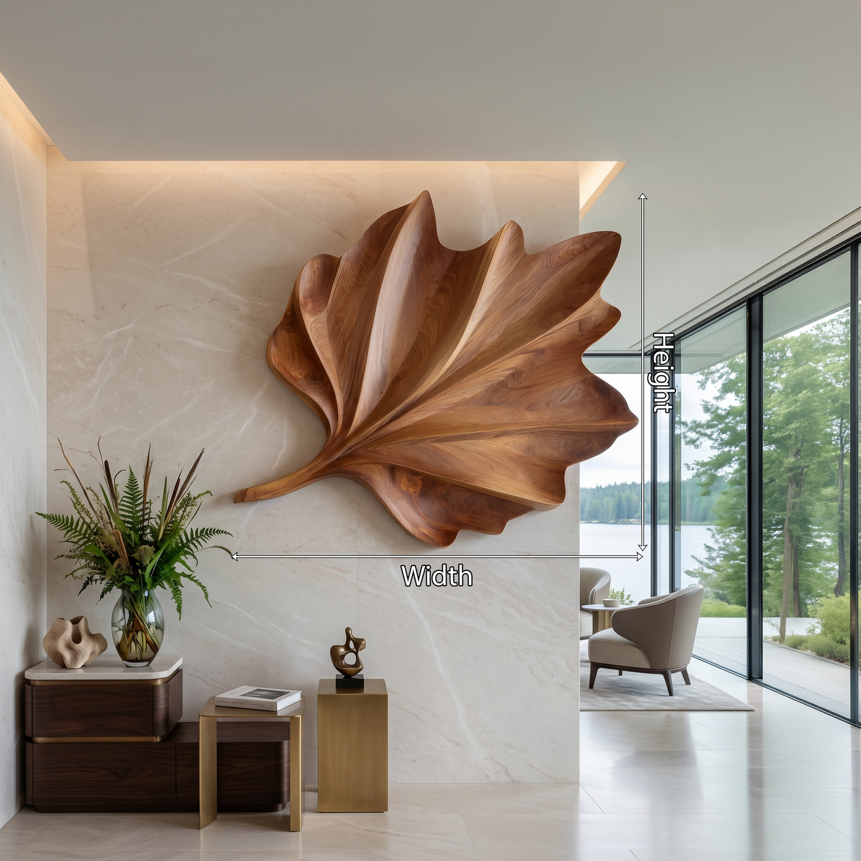 Organic Ginkgo Wall Shelf For Bedroom Interior