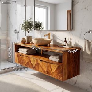 Mediterranean Floating Bathroom Cabinet Villa Bathroom
