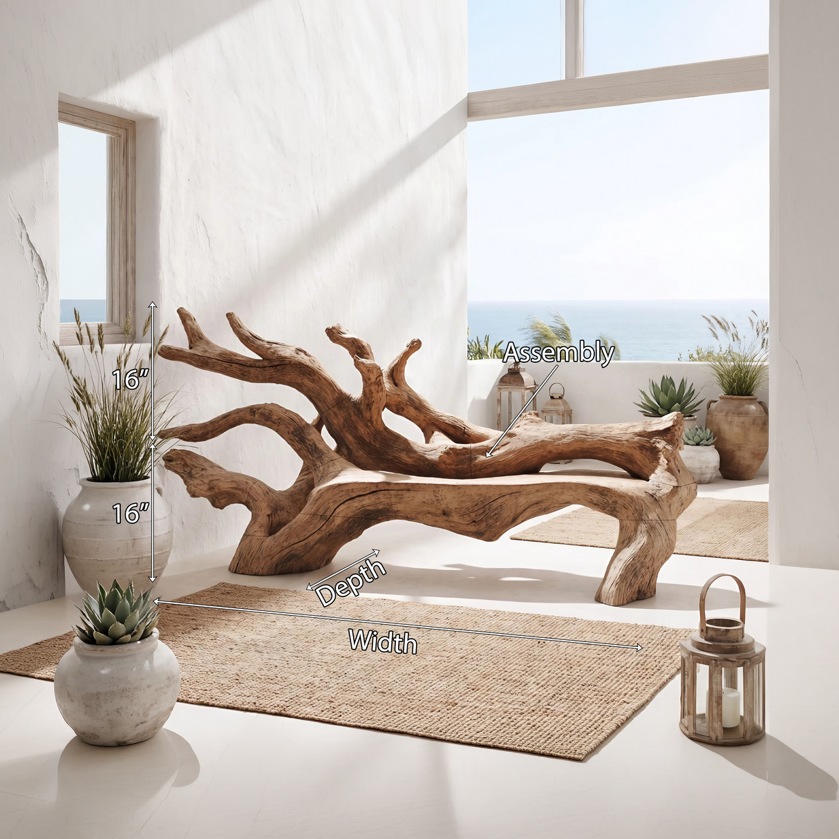 Handcrafted Branch Bench For Versatile Living Room Seating