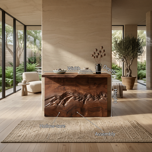 Minimalist Textured Edge Console Table For Studio Interior Design