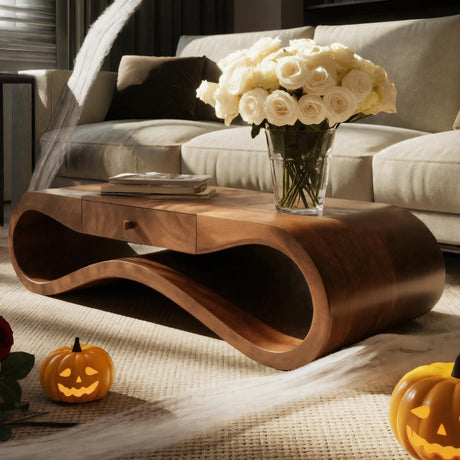 Rustic Halloween Sculptural Wood Coffee Table For Living Room Or Office