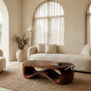 Modern Sculptural Wood Coffee Table For Living Room