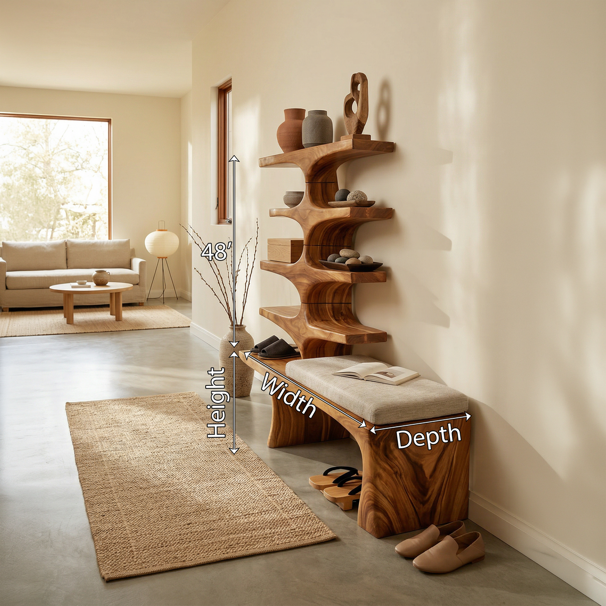 Japandi Shoe Organizer Rack For Entryway Foyer Storage Section