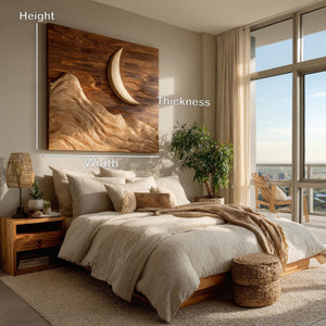 Contemporary Moon Over Mountains Wooden Wall Art For Home