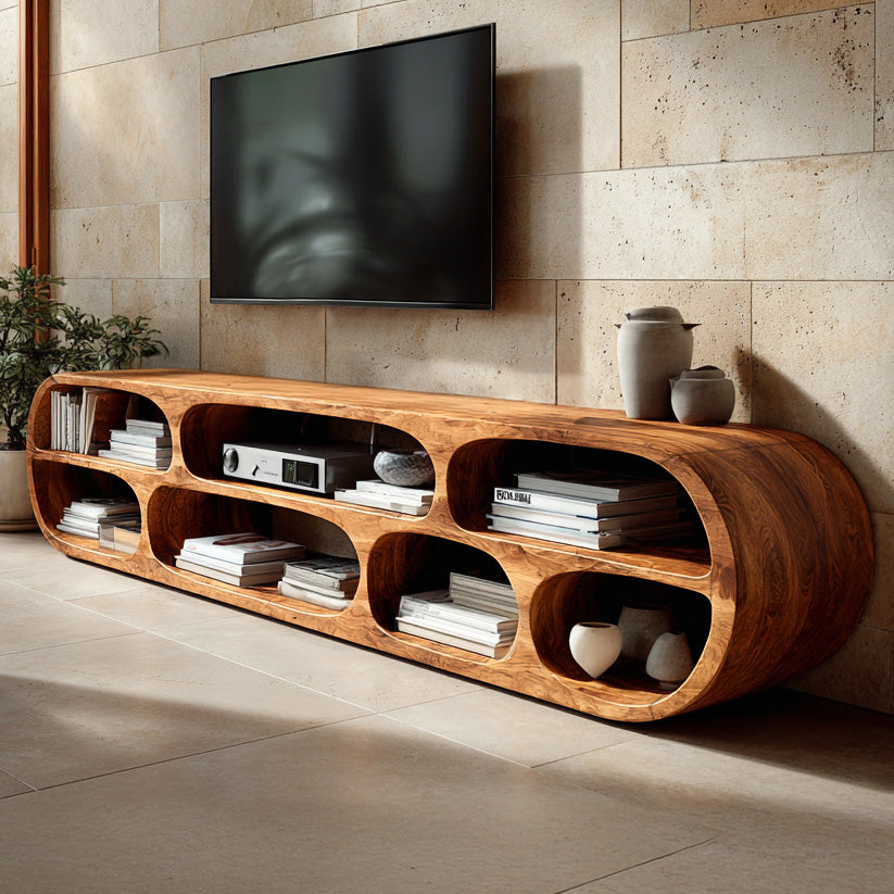 Modern Sculptural TV Console For Living Room