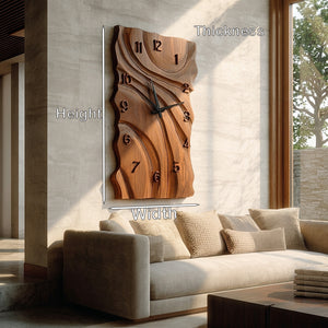 Rustic Wooden Wall Clock With Carved Design For Home