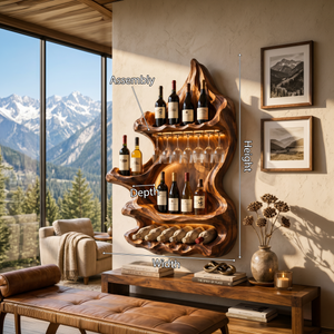 Organic Mountain Inspired Wine Shelf For Lounge Area