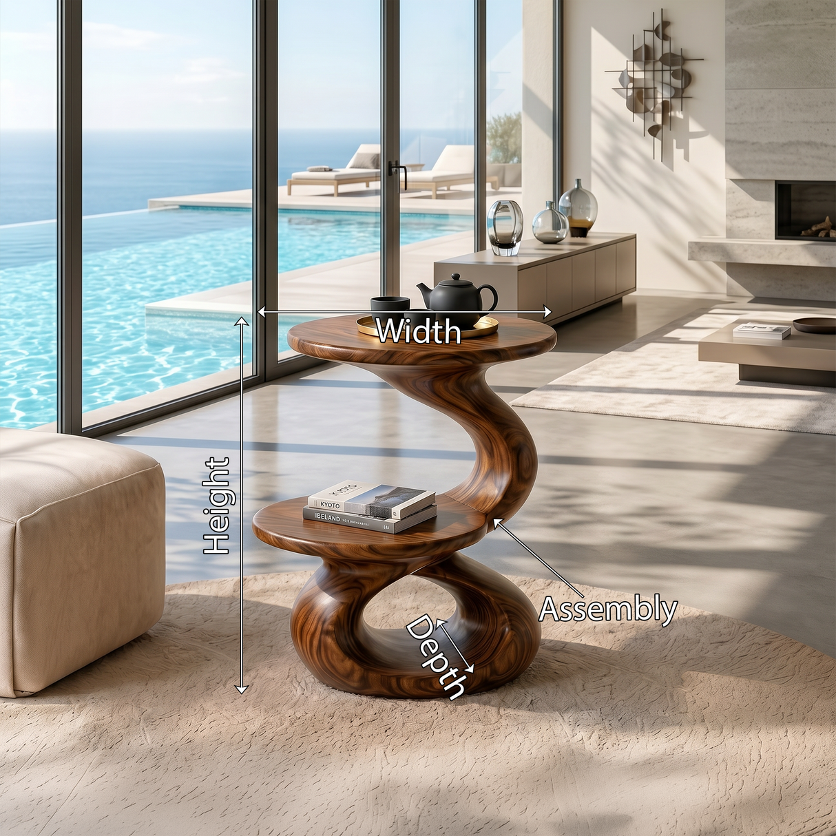 Minimalist Open Shelf Side Table Coastal Villa