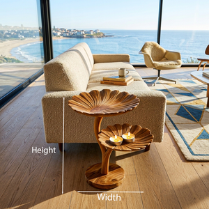 Wooden Side Table With Leaf Shape Top For Living Room