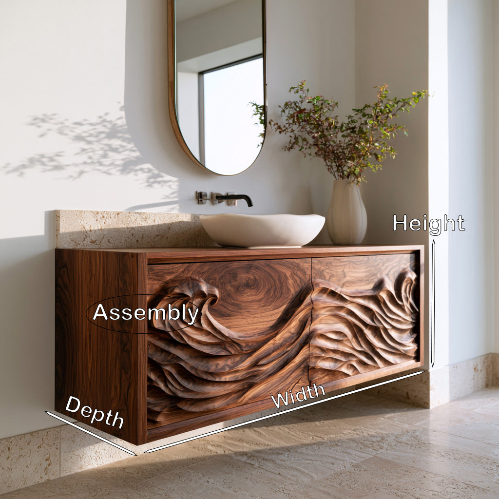 Luxury Ocean Wave Floating Bathroom Vanity For Modern Bathroom