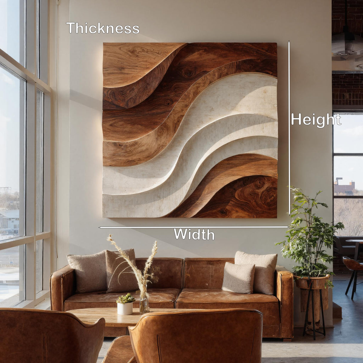 Contemporary Curved Wood Wall Art For Luxury Living Room