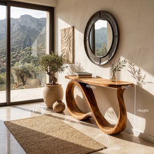 Modern Wooden Console Table With Undulating Legs For Home Decor
