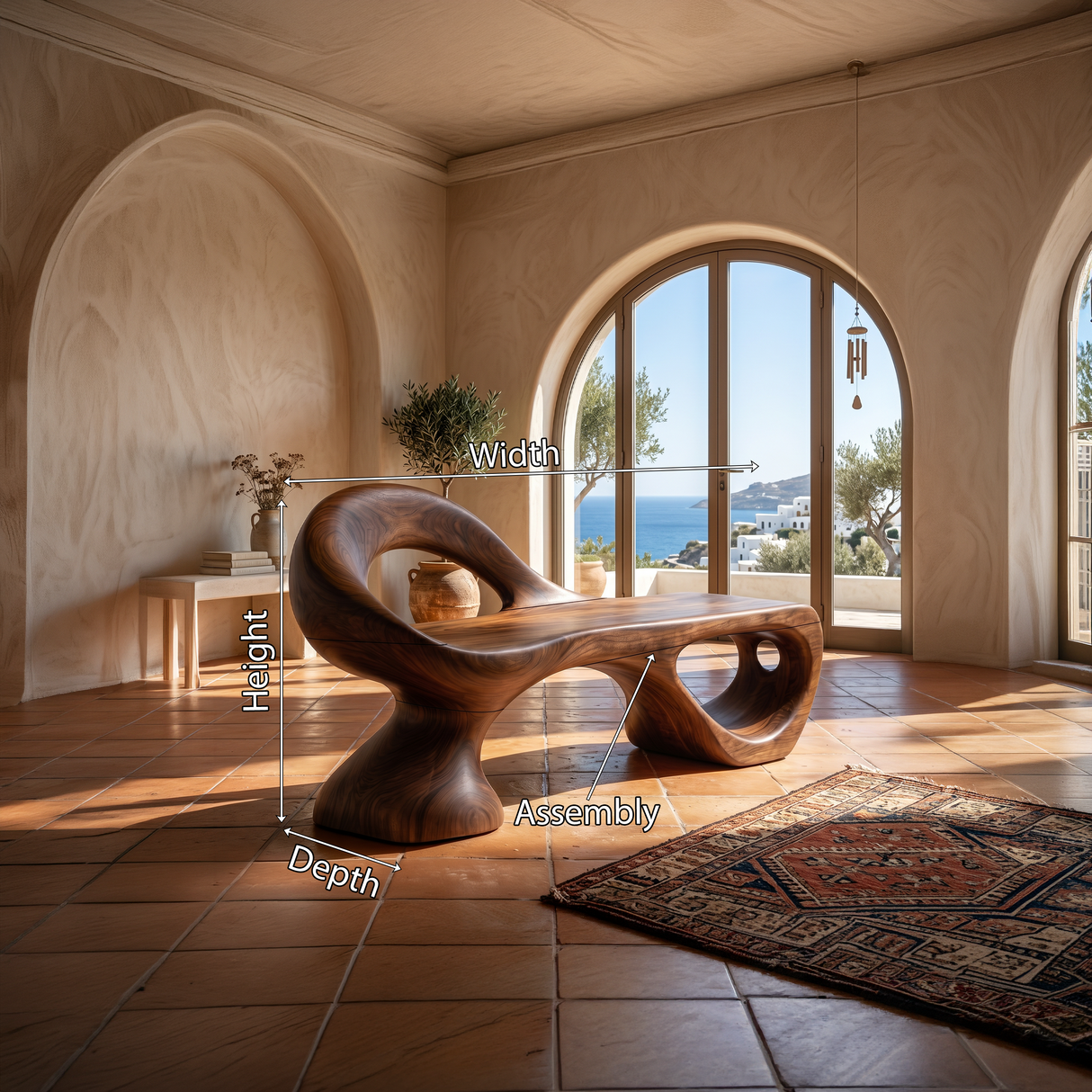 Minimalist Spiral Sculpted Bench For Garden Interior Space