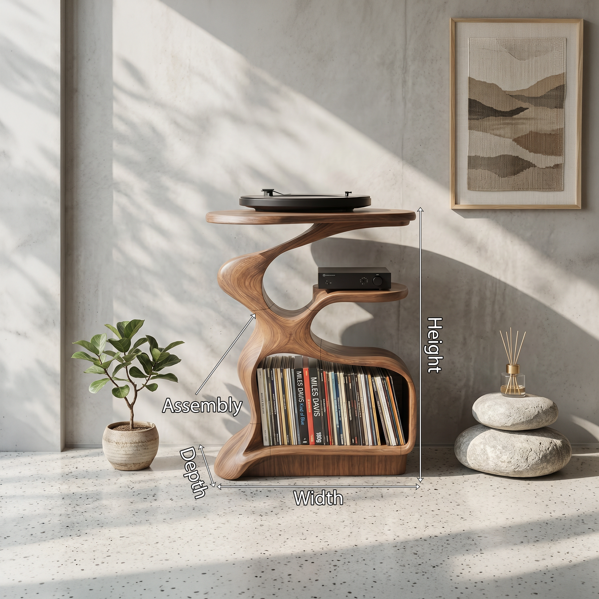 Mid Century Wooden Media Stand Stylish Living Room