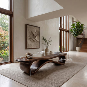 Contemporary Undulating Wooden Bench For Living Room