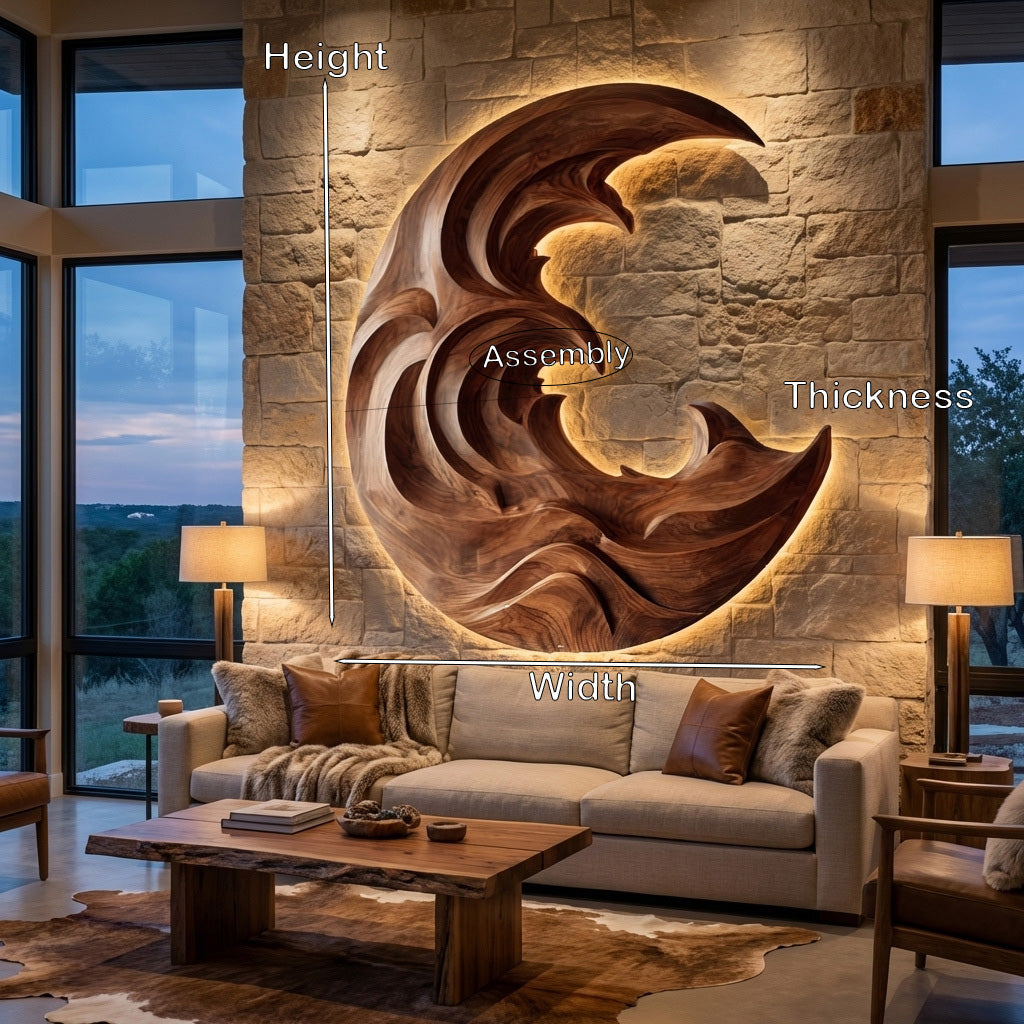 Organic Modern Wood Wave Wall Art For Living Room