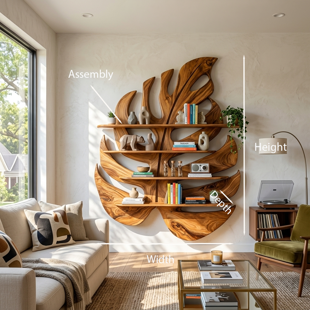 Contemporary Wooden Leaf Shape Shelf For Modern Home