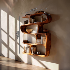 Modern Curved Bookshelf Entryway Storage Display