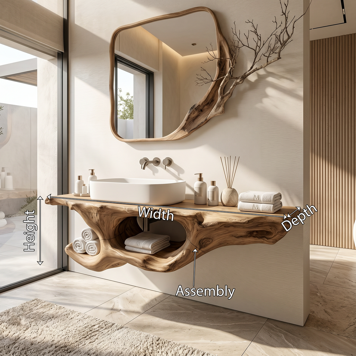 Organic Live Edge Floating Vanity Spa Retreat