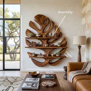 Wood Monstera Leaf Bookshelf For Modern Minimalist Home