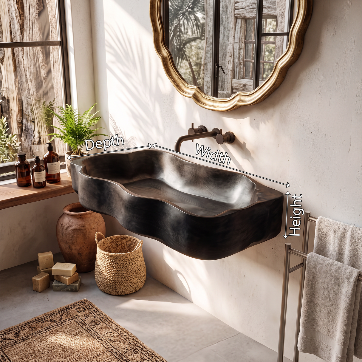 Mid Century Live Edge Wood Vanity Sink For Premium Bathroom Decor
